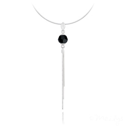 Collier en Cristal et Argent Collier Pompon Pearl en Argent et Cristal Noir