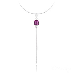 Collier en Cristal et Argent Collier Pompon Pearl en Argent et Cristal Fuchsia