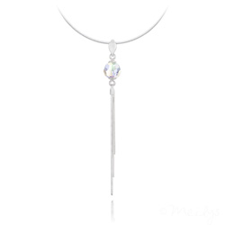 Collier en Cristal et Argent Collier Pompon Pearl en Argent et Cristal Aurore Bor�ale