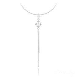 Collier en Cristal et Argent Collier Pompon Pearl en Argent et Cristal Blanc