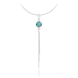 Collier en Cristal et Argent Collier Pompon Pearl en Argent et Cristal Bleu Zircon