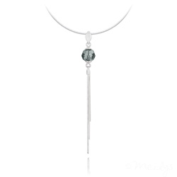 Collier en Cristal et Argent Collier Pompon Pearl en Argent et Cristal Black Diamond