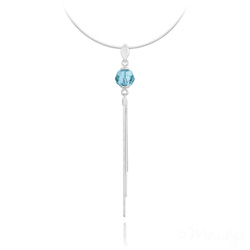 Collier en Cristal et Argent Collier Pompon Pearl en Argent et Cristal Bleu