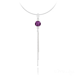 Collier Pompon Pearl en Argent et Cristal Am�thyste
