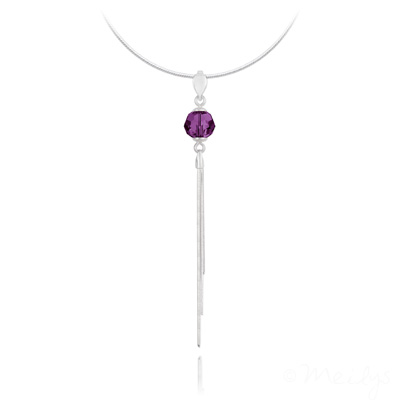 Collier en Cristal et Argent Collier Pompon Pearl en Argent et Cristal Am�thyste