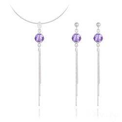 Parure en Cristal et Argent Parure Pompon Pearl en Argent et Cristal Tanzanite