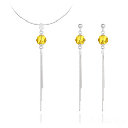 Parure en Cristal et Argent Parure Pompon Pearl en Argent et Cristal Jaune SunFlower