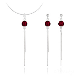 Parure en Cristal et Argent Parure Pompon Pearl en Argent et Cristal Rouge Siam