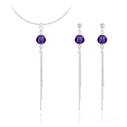 Parure en Cristal et Argent Parure Pompon Pearl en Argent et Cristal Purple Velvet