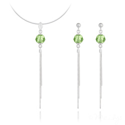 Parure en Cristal et Argent Parure Pompon Pearl en Argent et Cristal Vert Péridot