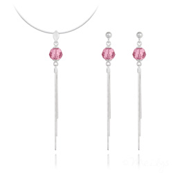 Parure en Cristal et Argent Parure Pompon Pearl en Argent et Cristal Light Rose