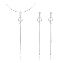 Parure en Cristal et Argent Parure Pompon Pearl en Argent et Cristal Blanc