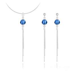 Parure en Cristal et Argent Parure Pompon Pearl en Argent et Cristal Capri Blue