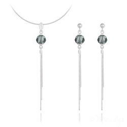 Parure en Cristal et Argent Parure Pompon Pearl en Argent et Cristal Black Diamond