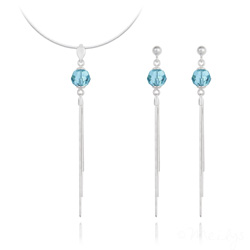 Parure en Cristal et Argent Parure Pompon Pearl en Argent et Cristal Bleu