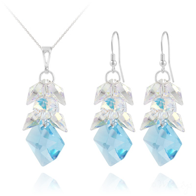 Parure en Cristal et Argent Parure Cosmic Grapes en Argent et Cristal Bleu