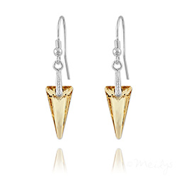 Boucles d'Oreilles Spike 18mm en Argent et Cristal  Champagne