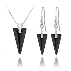 Parure en Cristal et Argent Parure Spike en Argent et Cristal Noir