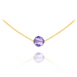 Collier en Cristal et Argent Collier Ras de Cou Perle 8mm en Vermeil et Cristal Tanzanite