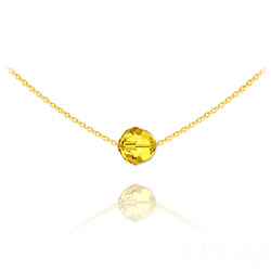 Collier en Cristal et Argent Collier Ras de Cou Perle 8mm en Vermeil et Cristal Sun Flower