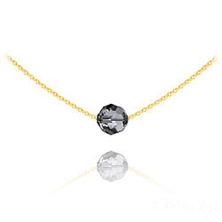 Collier en Cristal et Argent Collier Ras de Cou Perle 8mm en Vermeil et Cristal Silver Night