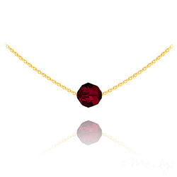 Collier en Cristal et Argent Collier Ras de Cou Perle 8mm en Vermeil et Cristal Rouge Siam