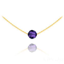 Collier en Cristal et Argent Collier Ras de Cou Perle 8mm en Vermeil et Cristal Purple Velvet