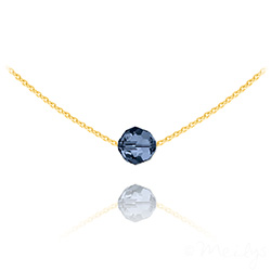 Collier en Cristal et Argent Collier Ras de Cou Perle 8mm en Vermeil et Cristal Bleu Montana