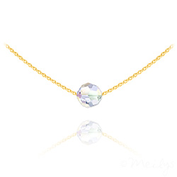 Collier en Cristal et Argent Collier Ras de Cou Perle 8mm en Vermeil et Cristal Aurore Bor�ale