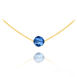 Collier en Cristal et Argent Collier Ras de Cou Perle 8mm en Vermeil et Cristal Capri Blue
