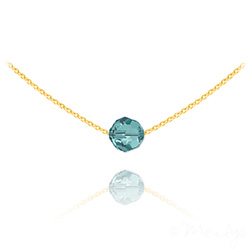 Collier en Cristal et Argent Collier Ras de Cou Perle 8mm en Vermeil et Cristal Bleu Zircon
