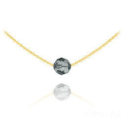 Collier en Cristal et Argent Collier Ras de Cou Perle 8mm en Vermeil et Cristal Black Diamond