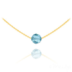 Collier en Cristal et Argent Collier Ras de Cou Perle 8mm en Vermeil et Cristal Bleu