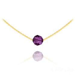 Collier Ras de Cou Perle 8mm en Vermeil et Cristal Am�thyste