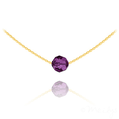 Collier en Cristal et Argent Collier Ras de Cou Perle 8mm en Vermeil et Cristal Am�thyste