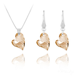 Parure en Cristal et Argent Parure Coeur Design en Argent et Cristal Champagne