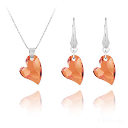 Parure en Cristal et Argent Parure Coeur Design en Argent et Cristal Astral Pink