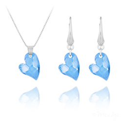 Parure en Cristal et Argent Parure Coeur Design en Argent et Cristal Bleu