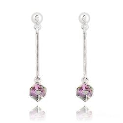 Boucles d'Oreilles en Cristal et Argent Boucles d'Oreilles Cube 6mm en Argent et Cristal Vitrail Light