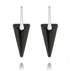 Boucles d'Oreilles Spike 28mm en Argent et Cristal Noir