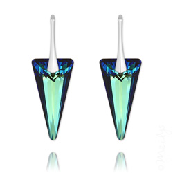 Boucles d'Oreilles Spike 28mm en Argent et Cristal Bleu Bermude