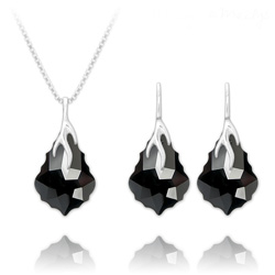 Parure en Cristal et Argent Parure Éclair Baroque en Argent et Cristal Noir