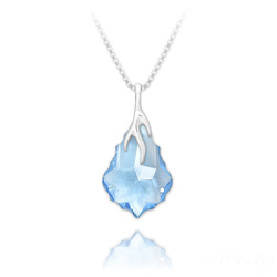 Collier en Cristal et Argent Collier �clair Baroque en Argent et Cristal Bleu