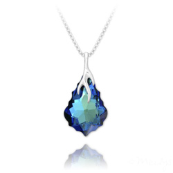 Collier en Cristal et Argent Collier �clair Baroque en Argent et Cristal Bleu Bermude