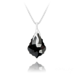 Collier en Cristal et Argent Collier �clair Baroque en Argent et Cristal Noir