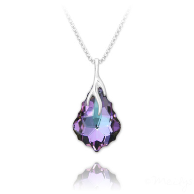 Collier en Cristal et Argent Collier �clair Baroque en Argent et Cristal Vitrail Light