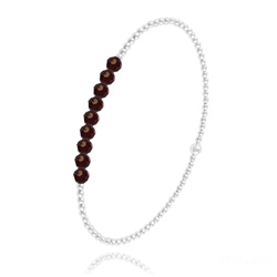 Bracelet en Cristal et Argent [Rouge Siam] Bracelet en Perle d'Argent et Cristal 4mm