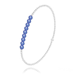 Bracelet en Cristal et Argent [Bleu Saphir] Bracelet en Perle d'Argent et Cristal 4mm