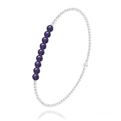 Bracelet en Cristal et Argent [Purple Velvet] Bracelet en Perle d'Argent et Cristal 4mm 
