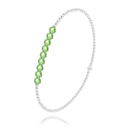 Bracelet en Cristal et Argent [Vert Pridot] Bracelet en Perle d'Argent et Cristal 4mm 
